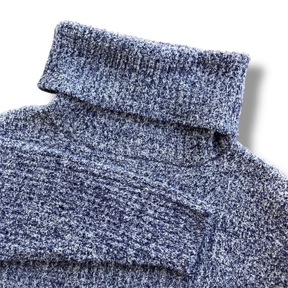 Softies S/M Navy Blue Marl Knit Ultra Soft Marshmallow Slouch Turtleneck Sweater